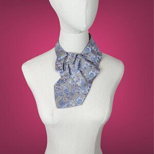 Baby Blue Paisley Ascot Scarf Made From A Repurposed Silk Necktie.